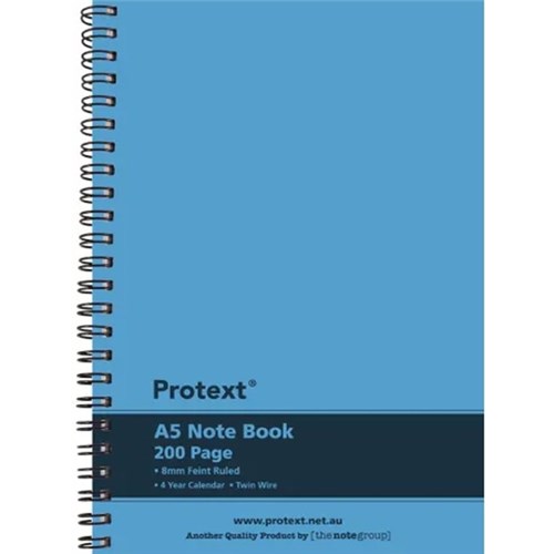 Protext Twin Wire Notebook A5 200 Page Blue